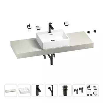 Раковина 50 см со столешницей 140 см Wellsee Graceful Pro 201012572 в наборе 10 в 1