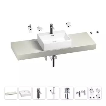 Раковина 50 см со столешницей 140 см Wellsee Graceful Pro 201012576 в наборе 10 в 1