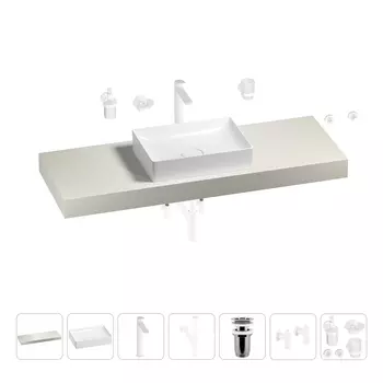 Раковина 50 см со столешницей 140 см Wellsee Pure BY Wellsee 201011435 в наборе 10 в 1