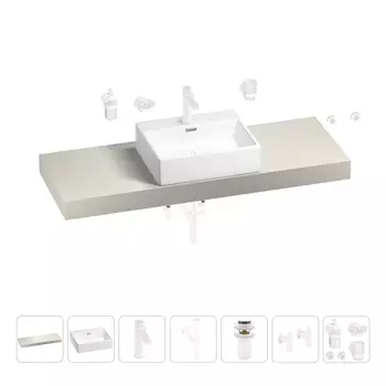 Раковина 50 см со столешницей 140 см Wellsee Graceful Pro 201012580 в наборе 10 в 1
