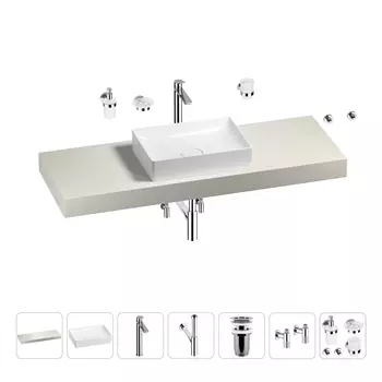 Раковина 50 см со столешницей 140 см Wellsee Pure BY Wellsee 201011431 в наборе 10 в 1