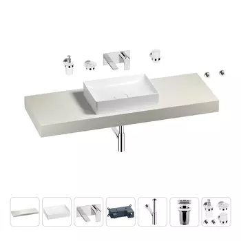 Раковина 50 см со столешницей 140 см Wellsee Pure BY Wellsee 201011441 в наборе 9 в 1