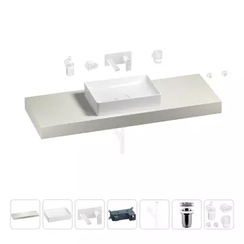 Раковина 50 см со столешницей 140 см Wellsee Pure BY Wellsee 201011445 в наборе 9 в 1