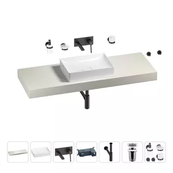 Раковина 50 см со столешницей 140 см Wellsee Pure BY Wellsee 201011447 в наборе 9 в 1