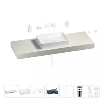 Раковина 50 см со столешницей 140 см Wellsee Pure BY Wellsee 201011450 в наборе 9 в 1