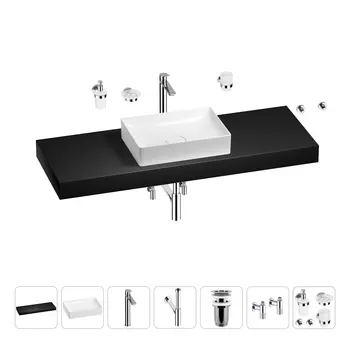Раковина 50 см со столешницей 140 см Wellsee Pure BY Wellsee 201011531 в наборе 10 в 1