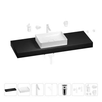 Раковина 50 см со столешницей 140 см Wellsee Pure BY Wellsee 201011540 в наборе 10 в 1
