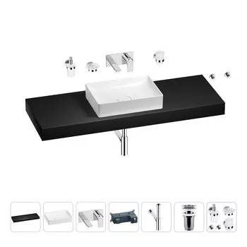 Раковина 50 см со столешницей 140 см Wellsee Pure BY Wellsee 201011541 в наборе 9 в 1
