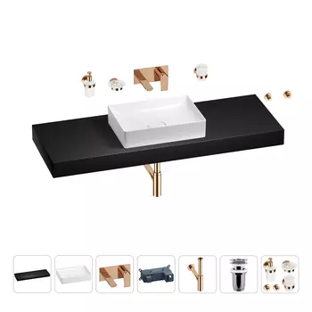 Раковина 50 см со столешницей 140 см Wellsee Pure BY Wellsee 201011544 в наборе 9 в 1