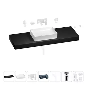 Раковина 50 см со столешницей 140 см Wellsee Pure BY Wellsee 201011545 в наборе 9 в 1