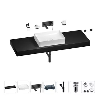 Раковина 50 см со столешницей 140 см Wellsee Pure BY Wellsee 201011547 в наборе 9 в 1