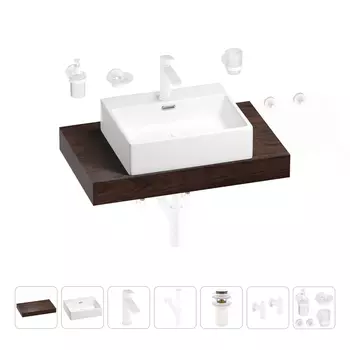 Раковина 50 см со столешницей 80 см Wellsee Graceful Pro 201012425 в наборе 10 в 1