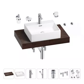 Раковина 50 см со столешницей 80 см Wellsee Graceful Pro 201012426 в наборе 10 в 1