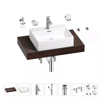 Раковина 50 см со столешницей 80 см Wellsee Graceful Pro 201012421 в наборе 10 в 1