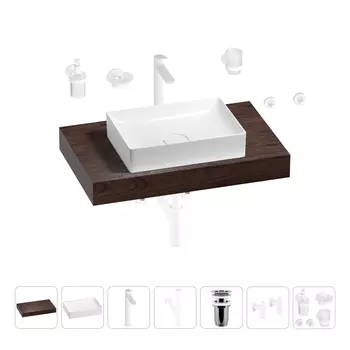 Раковина 50 см со столешницей 80 см Wellsee Pure BY Wellsee 201011135 в наборе 10 в 1