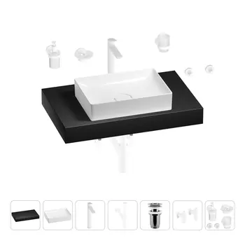 Раковина 50 см со столешницей 80 см Wellsee Pure BY Wellsee 201011175 в наборе 10 в 1