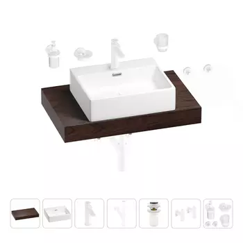 Раковина 50 см со столешницей 80 см Wellsee Graceful Pro 201012430 в наборе 10 в 1