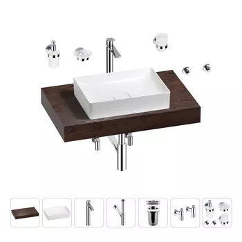 Раковина 50 см со столешницей 80 см Wellsee Pure BY Wellsee 201011131 в наборе 10 в 1