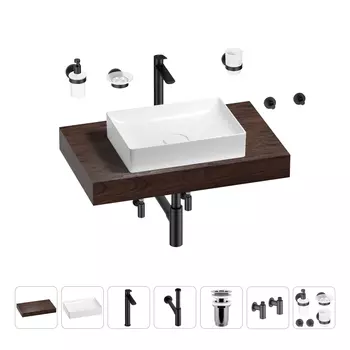 Раковина 50 см со столешницей 80 см Wellsee Pure BY Wellsee 201011132 в наборе 10 в 1