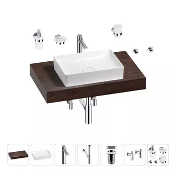 Раковина 50 см со столешницей 80 см Wellsee Pure BY Wellsee 201011136 в наборе 10 в 1
