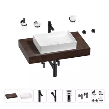 Раковина 50 см со столешницей 80 см Wellsee Pure BY Wellsee 201011137 в наборе 10 в 1
