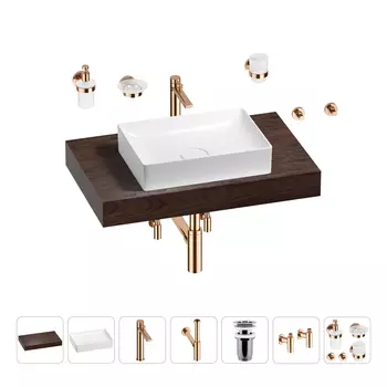 Раковина 50 см со столешницей 80 см Wellsee Pure BY Wellsee 201011139 в наборе 10 в 1