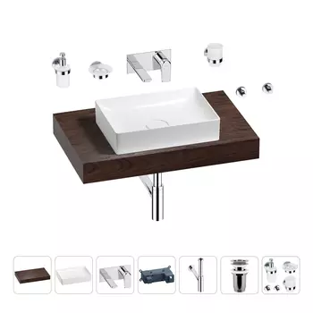 Раковина 50 см со столешницей 80 см Wellsee Pure BY Wellsee 201011141 в наборе 9 в 1