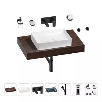 Раковина 50 см со столешницей 80 см Wellsee Pure BY Wellsee 201011142 в наборе 9 в 1