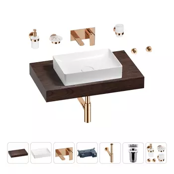 Раковина 50 см со столешницей 80 см Wellsee Pure BY Wellsee 201011144 в наборе 9 в 1