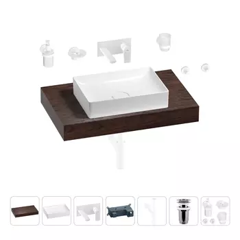 Раковина 50 см со столешницей 80 см Wellsee Pure BY Wellsee 201011145 в наборе 9 в 1