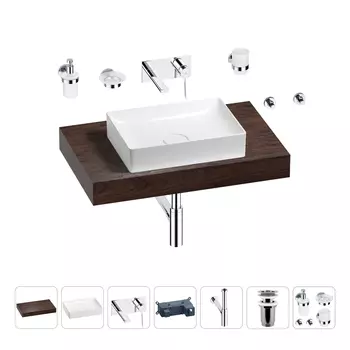Раковина 50 см со столешницей 80 см Wellsee Pure BY Wellsee 201011146 в наборе 9 в 1