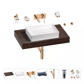 Раковина 50 см со столешницей 80 см Wellsee Pure BY Wellsee 201011149 в наборе 9 в 1
