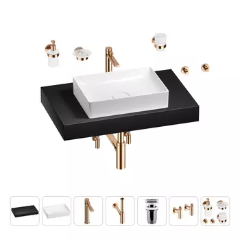 Раковина 50 см со столешницей 80 см Wellsee Pure BY Wellsee 201011179 в наборе 10 в 1