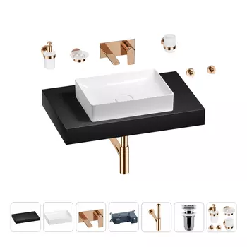 Раковина 50 см со столешницей 80 см Wellsee Pure BY Wellsee 201011184 в наборе 9 в 1