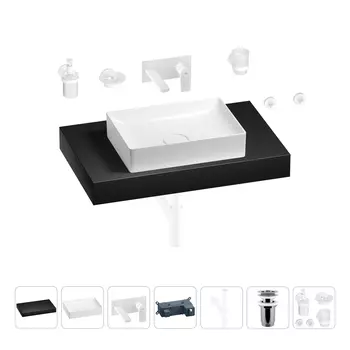 Раковина 50 см со столешницей 80 см Wellsee Pure BY Wellsee 201011185 в наборе 9 в 1