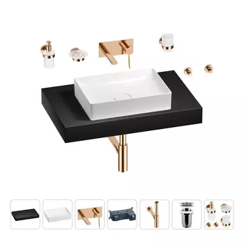 Раковина 50 см со столешницей 80 см Wellsee Pure BY Wellsee 201011189 в наборе 9 в 1