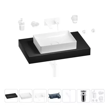 Раковина 50 см со столешницей 80 см Wellsee Pure BY Wellsee 201011190 в наборе 9 в 1