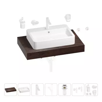 Раковина 60 см со столешницей 80 см Wellsee Halcyon 201011950 в наборе 10 в 1