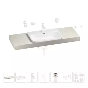 Раковина 65 см со столешницей 140 см Wellsee Eclatant 2.0 201013355 в наборе 10 в 1