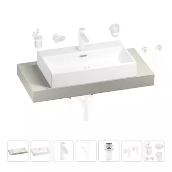 Раковина 70 см со столешницей 100 см Wellsee Graceful Pro 201012635 в наборе 10 в 1
