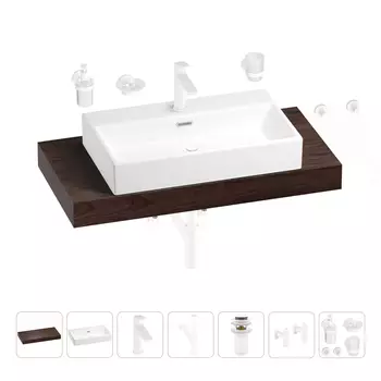 Раковина 70 см со столешницей 100 см Wellsee Graceful Pro 201012665 в наборе 10 в 1