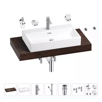 Раковина 70 см со столешницей 100 см Wellsee Graceful Pro 201012666 в наборе 10 в 1