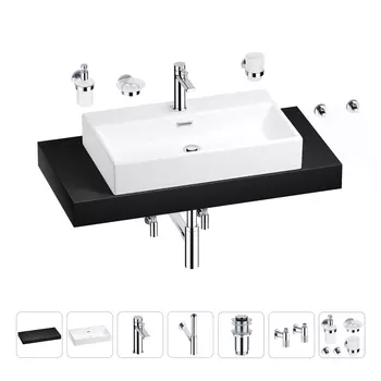 Раковина 70 см со столешницей 100 см Wellsee Graceful Pro 201012686 в наборе 10 в 1