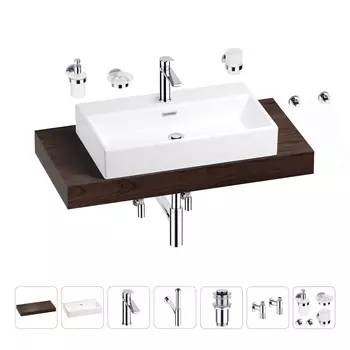 Раковина 70 см со столешницей 100 см Wellsee Graceful Pro 201012661 в наборе 10 в 1
