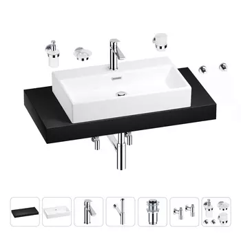 Раковина 70 см со столешницей 100 см Wellsee Graceful Pro 201012681 в наборе 10 в 1
