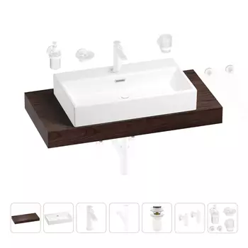 Раковина 70 см со столешницей 100 см Wellsee Graceful Pro 201012670 в наборе 10 в 1