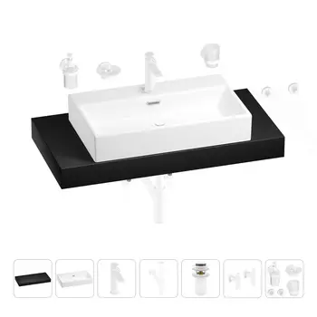 Раковина 70 см со столешницей 100 см Wellsee Graceful Pro 201012690 в наборе 10 в 1