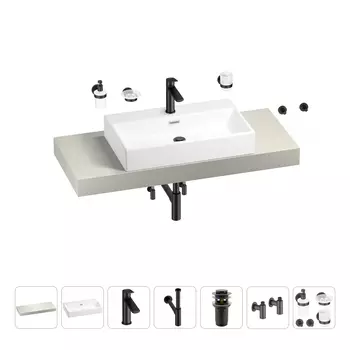 Раковина 70 см со столешницей 120 см Wellsee Graceful Pro 201012692 в наборе 10 в 1