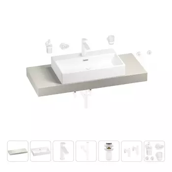 Раковина 70 см со столешницей 120 см Wellsee Graceful Pro 201012695 в наборе 10 в 1
