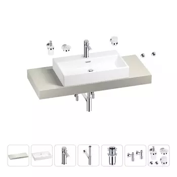 Раковина 70 см со столешницей 120 см Wellsee Graceful Pro 201012696 в наборе 10 в 1